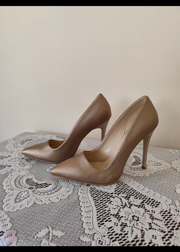 Bej Stiletto Topuklu Kadın Ayakkabı - Görsel 2