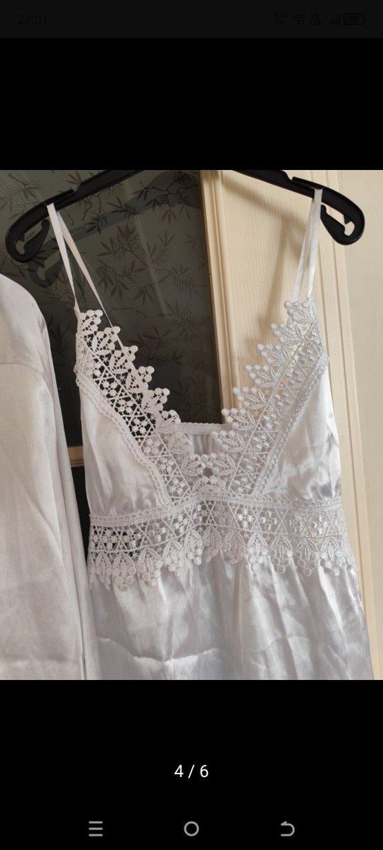 İşlemeli Beyaz Uzun Bohem Kadın gecelik Takımı - Görsel 4