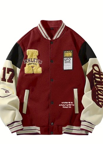Bordo Baskılı Kadın Bomber Ceket