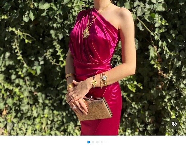 m Beden pembe Renk Fuşya renk tek omuz saten elbise