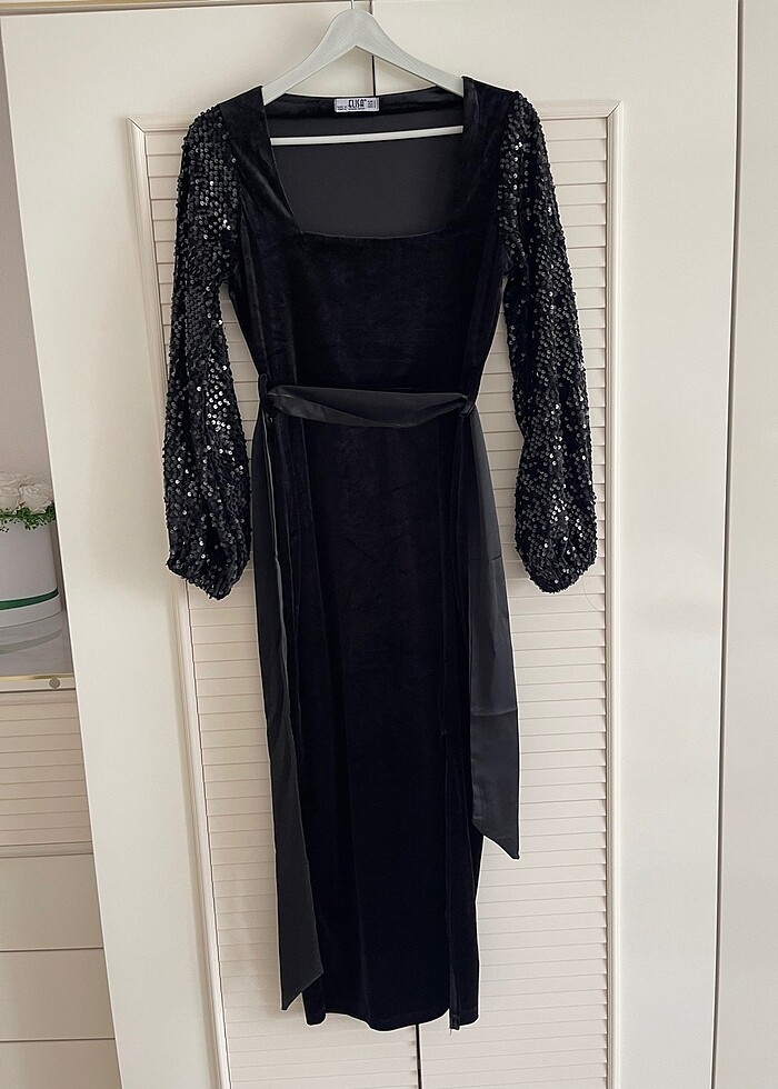 Kadife pullu elbise - Görsel 2