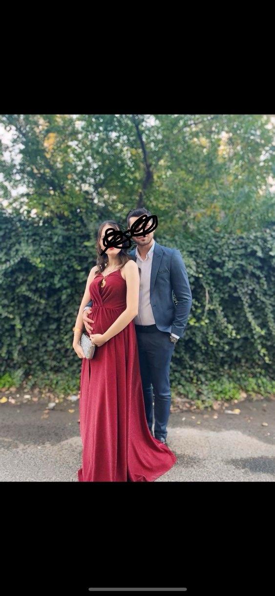 Bordo Straplez Uzun Abiye Elbise - Görsel 3