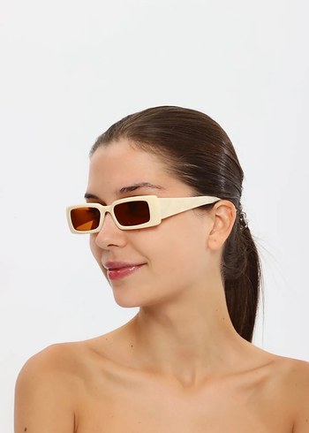 Bej Minimalist Güneş Gözlüğü - Görsel 2