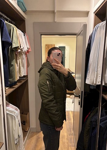 Düğmeli Haki Kadın Günlük Mont - Görsel 3