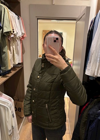 Düğmeli Haki Kadın Günlük Mont - Görsel 2