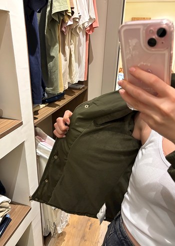 Düğmeli Haki Kadın Günlük Mont - Görsel 4