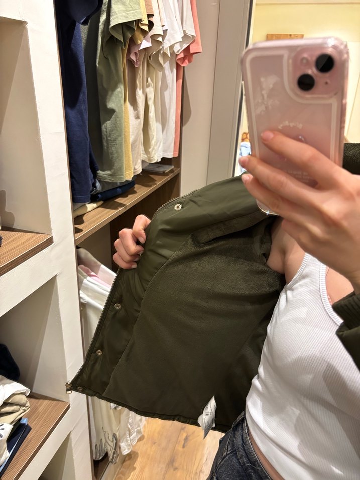 Düğmeli Haki Kadın Günlük Mont - Görsel 4