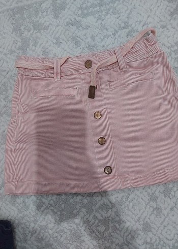 Okaidi Düğmeli Nakışlı Koyu Mavi Denim Kız Eteği