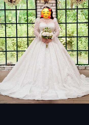 Işıltılı Uzun Kollu Prenses Gelinlik - Görsel 2