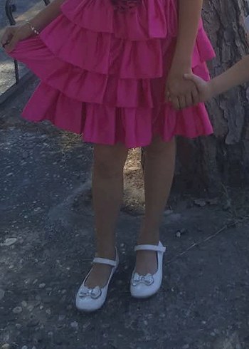 Kız Çocuk Parlak Pembe Fırfırlı Elbise