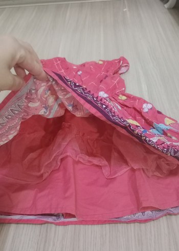 7 Yaş Beden pembe Renk Renkli Bohem Kız Çocuk Elbisesi