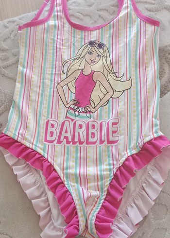Renkli Barbie Desenli Kız Çocuk Mayo