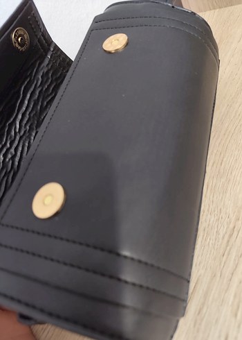 Beden siyah Renk Siyah Deri Kadın Clutch Cüzdan,çanta