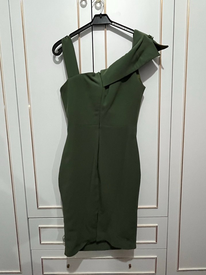 Koyu Yeşil Mini Abiye Elbise - Görsel 2