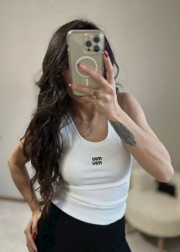 Beyaz Pamuklu İnce Crop Top