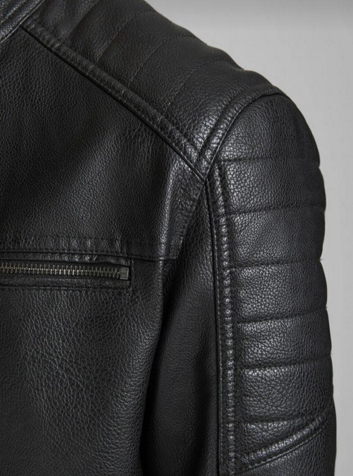 Siyah Erkek Deri Biker Ceket - Görsel 4