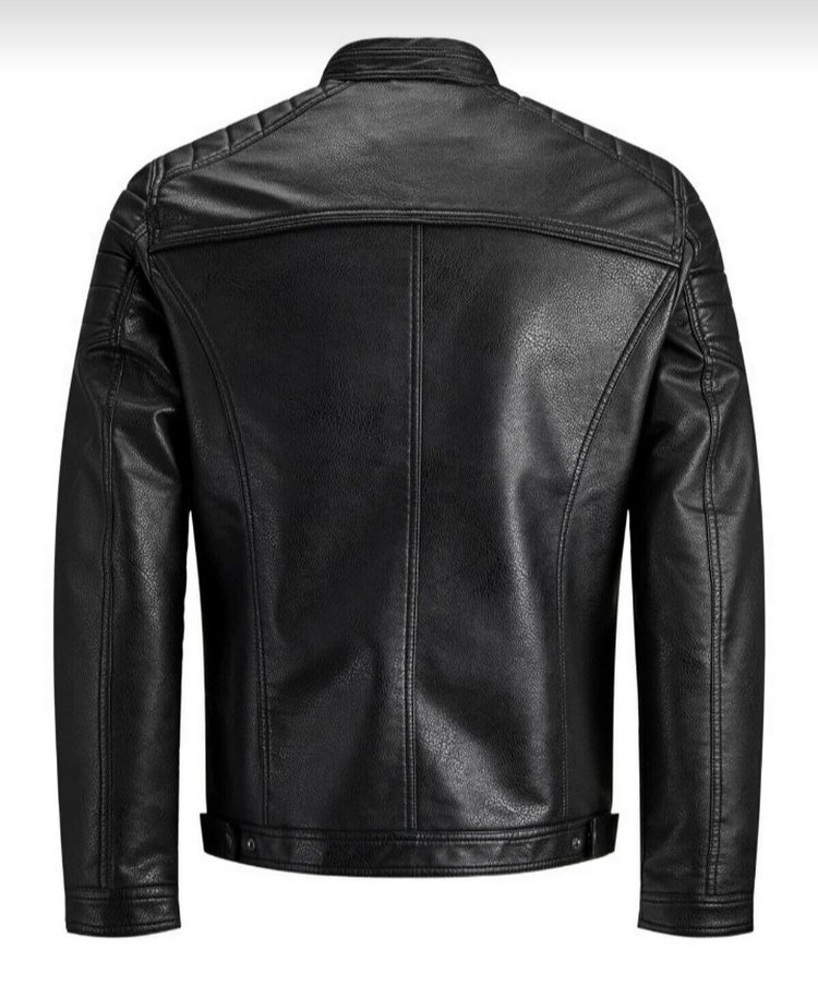 Siyah Erkek Deri Biker Ceket - Görsel 2