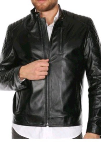 Erkek Siyah Deri Biker Ceket