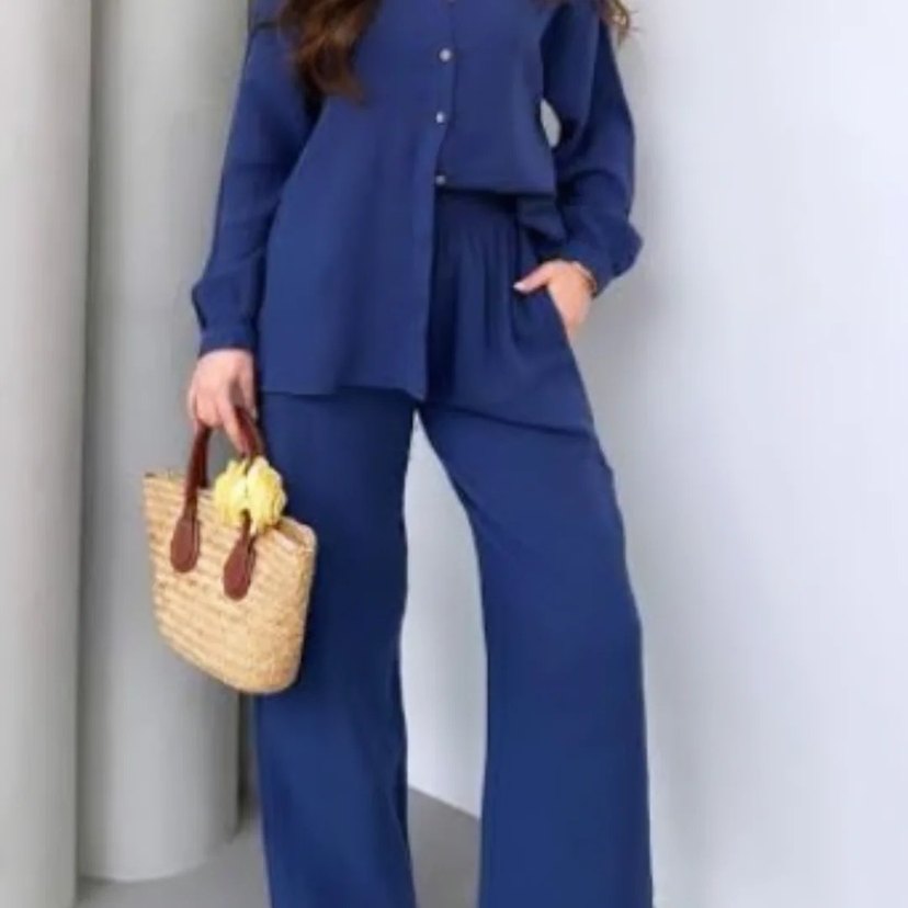 Uzun Kollu Lacivert Kadın Takım Elbise - Görsel 2