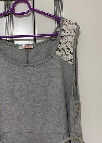 Gri Kemerli Hamile Midi Elbise - Görsel 2