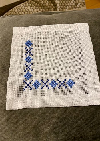 Beyaz Nakışlı Peçete kahve sunum peçetesi - Görsel 2