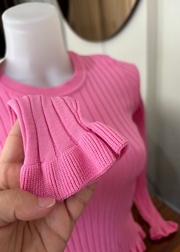 Robin Pembe Fitilli Triko Kadın Kazak
