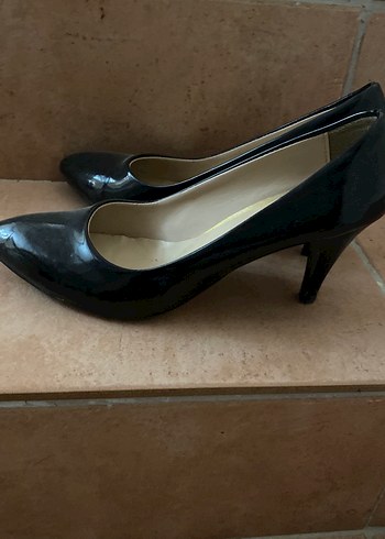 39 Beden siyah Renk Siyah Parlak Rugan Stiletto Topuklu Kadın Ayakkabı