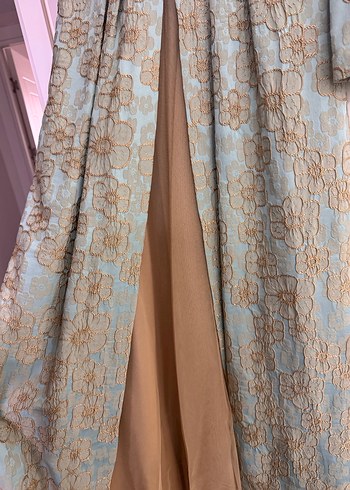 Düğmeli Nakışlı Uzun Vintage Nişan Elbisesi - Görsel 2