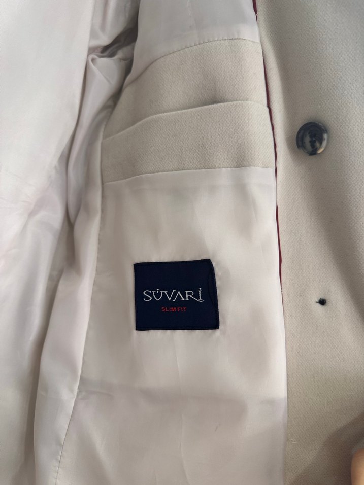 Bej Düğmeli erkek  Klasik kaşe kaban - Görsel 3