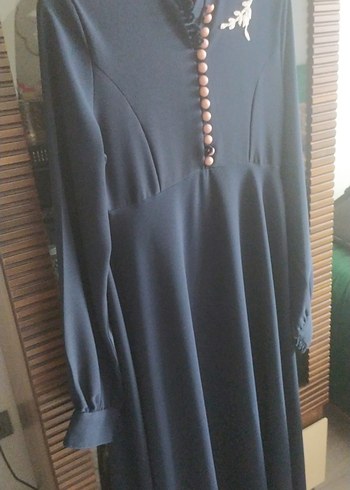 Nakışlı Lacivert elbise - Görsel 3