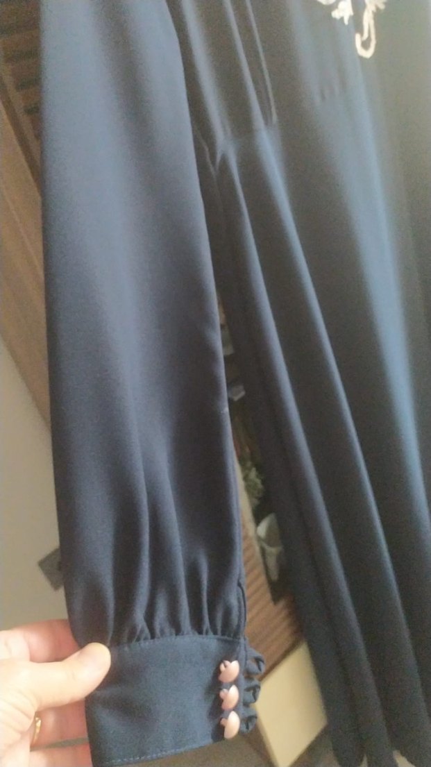 Nakışlı Lacivert elbise - Görsel 5