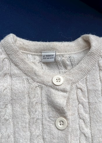 Kız Çocuk bej Örgü Hırka - Görsel 3