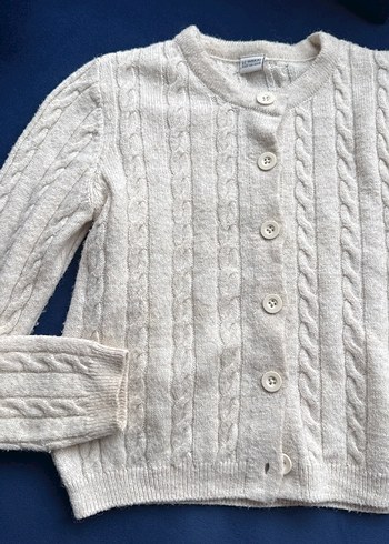 Kız Çocuk bej Örgü Hırka - Görsel 2