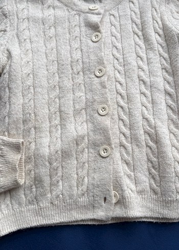 Kız Çocuk bej Örgü Hırka - Görsel 4