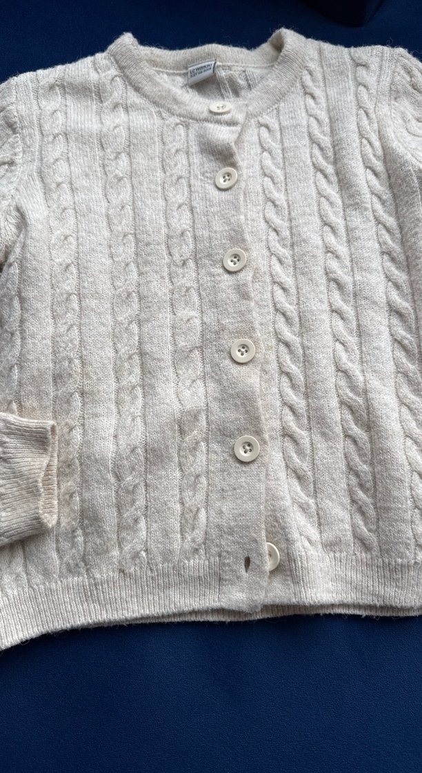 Kız Çocuk bej Örgü Hırka - Görsel 4