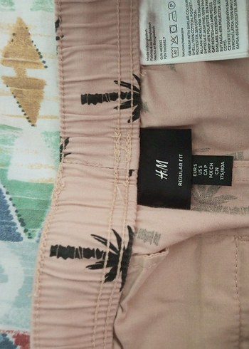 H&M Bej Baskılı Erkek Midi Şort