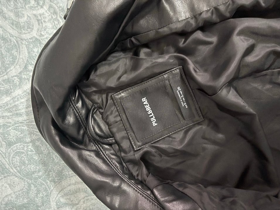 Kadın Siyah Deri Biker Ceket - Görsel 3