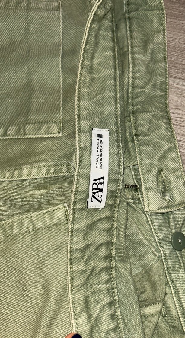 Düğmeli Yeşil Hamile Keten Mini Şort - Görsel 3