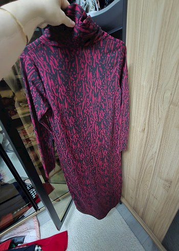 Bordo Desenli Uzun Kollu Bohem Elbise - Görsel 2