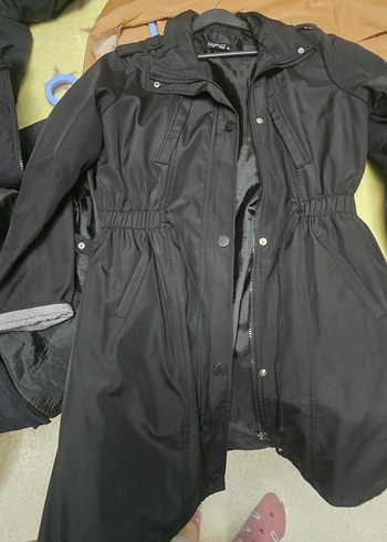 Siyah Fermuarlı Kadın Midi Ceket - Görsel 2