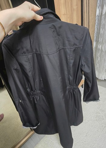 Siyah Fermuarlı Kadın Midi Ceket - Görsel 4