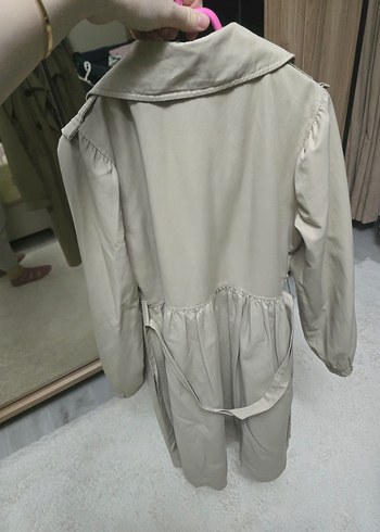 Bej Midi Kadın Trençkot Düğmeli - Görsel 3