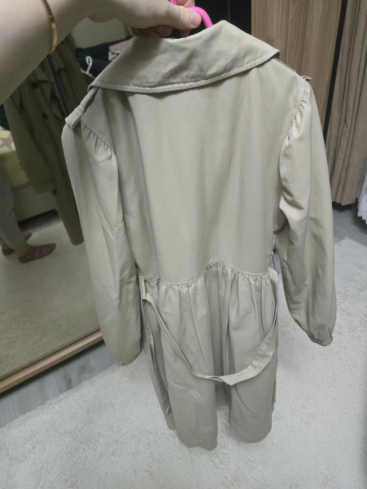 Bej Midi Kadın Trençkot Düğmeli - Görsel 3