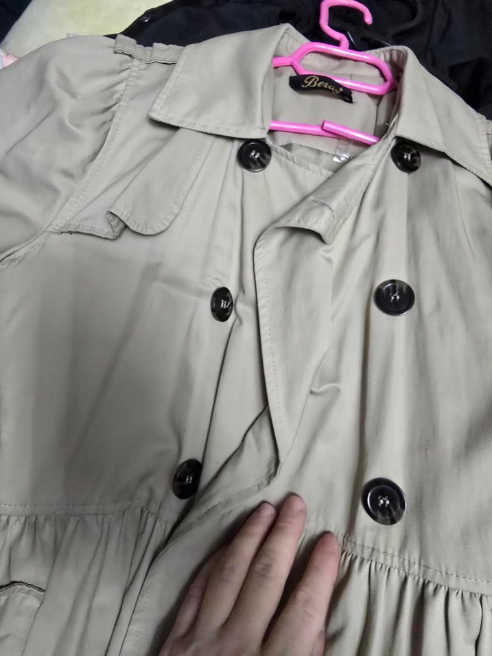 Bej Midi Kadın Trençkot Düğmeli - Görsel 2