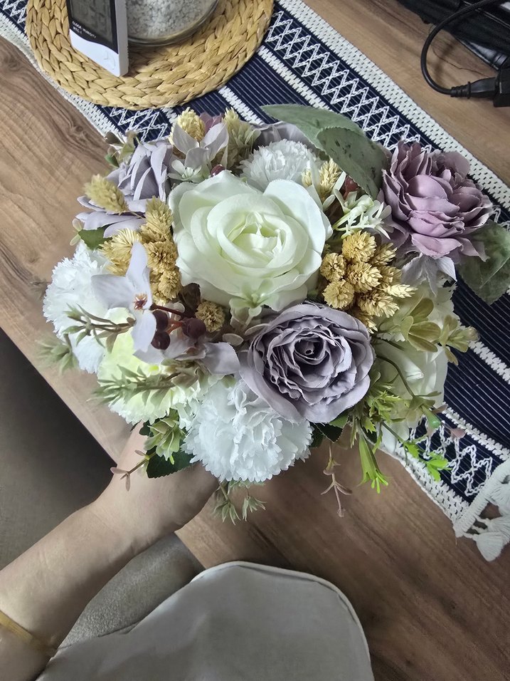 Bohem Düğün Buketi Beyaz ve Pastel Renkli - Görsel 2