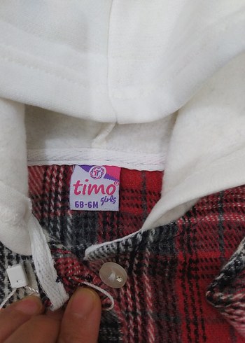 Kapüşonlu Kırmızı Ekose kız Çocuk Gömlek - Görsel 3