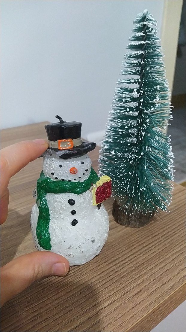 Renkli Kar Adam mum ve Mini Çam Ağacı - Görsel 5