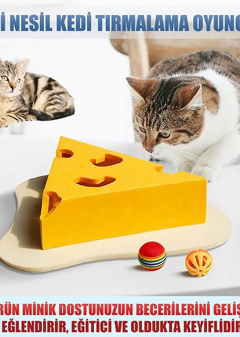 Cat Butler Eğlenceli Peynir dilimi Tasarımlı Kedi Oyuncağı - Görsel 3