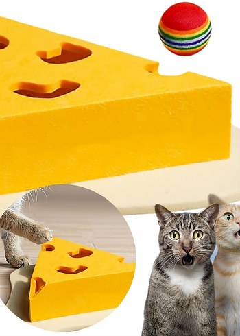 Cat Butler Eğlenceli Peynir dilimi Tasarımlı Kedi Oyuncağı - Görsel 5