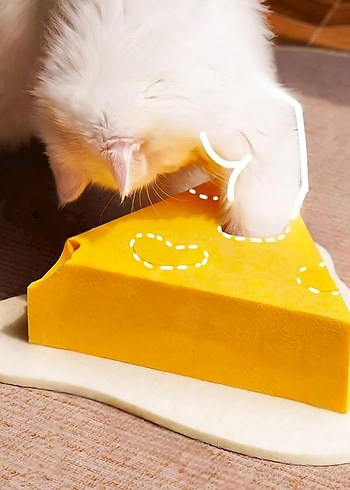 Cat Butler Eğlenceli Peynir dilimi Tasarımlı Kedi Oyuncağı - Görsel 6